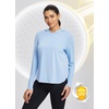 image:imagebaleaf Womens UPF 50 Sun Shirt with Hoodie SPF Long Sleeve UV Protection Clothing Hiking Fishing Outdoor LightweightLight Blue
