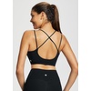 image:imagebaleaf everleaf Womens Sports Bra Longline Molded Cup Yoga Bra Thin Strap Low Impact Workout Crop Tank TopsBlack
