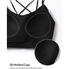 image:imagebaleaf everleaf Womens Sports Bra Longline Molded Cup Yoga Bra Thin Strap Low Impact Workout Crop Tank TopsBlack