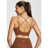 image:imagebaleaf everleaf Womens Sports Bra Longline Molded Cup Yoga Bra Thin Strap Low Impact Workout Crop Tank TopsBrown