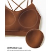 image:imagebaleaf everleaf Womens Sports Bra Longline Molded Cup Yoga Bra Thin Strap Low Impact Workout Crop Tank TopsBrown