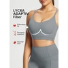 image:imagebaleaf everleaf Womens Sports Bra Longline Molded Cup Yoga Bra Thin Strap Low Impact Workout Crop Tank TopsDark Gray