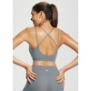 image:imagebaleaf everleaf Womens Sports Bra Longline Molded Cup Yoga Bra Thin Strap Low Impact Workout Crop Tank TopsDark Gray