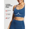 image:imagebaleaf everleaf Womens Sports Bra Longline Molded Cup Yoga Bra Thin Strap Low Impact Workout Crop Tank TopsGibraltar Sea