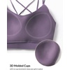 image:imagebaleaf everleaf Womens Sports Bra Longline Molded Cup Yoga Bra Thin Strap Low Impact Workout Crop Tank TopsPurple