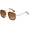 image:imageSOJOS Polarized Sunglasses for Men Women Retro Aviator Square Goggle Classic Alloy Frame HERO SJ1126C3 Gold FrameBrown RimGradient Brown Lens
