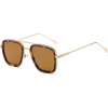 image:imageSOJOS Polarized Sunglasses for Men Women Retro Aviator Square Goggle Classic Alloy Frame HERO SJ1126C7 Gold FrameTortoise RimBrown Lens