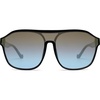 image:imageSOJOS Retro Oversized Aviator Sunglasses Mens Womens 90s Double Bridge Large Sun Glasses UV400 Protection SJ2246 Black Frame Gradient Blue Lens