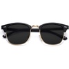 image:imageSOJOS Retro Semi Rimless Polarized Sunglasses Horn Rimmed UV400 Glasses SJ5018 Yellow Tortoise FrameGreen LensBlackGrey