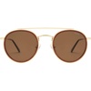 image:imageSOJOS Retro Vintage Round Polarized Sunglasses for Women Men Double Bridge Circle Sunnies SJ1104Shiny GoldDark Brown