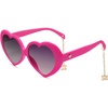 image:imageSOJOS Sunglasses Womens Heart Shaped Sunglasses Vintage Retro Glasses with Chain SJ2252 Fuchsia Pink FrameGrey Lens