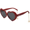 image:imageSOJOS Sunglasses Womens Heart Shaped Sunglasses Vintage Retro Glasses with Chain SJ2252 Red FrameGrey Lens