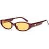 image:imageSOJOS Trendy Cat Eye Polarized Sunglasses for Women Fashion Cateye Chic Narrow Y2K Sun Glasses SJ2694BurgundyLight Yellow