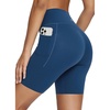 image:imagebaleaf Freeleaf Womens 8 High Waist Biker Shorts with Pockets Yoga Running Volleyball Workout Gym Shorts for Summer SpandexGibraltar Sea