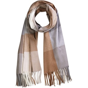 image:imageSOJOS Classic Plaid Tartan Scarf for Women Men Soft Scarves SC316Grey and Yellow Plaid