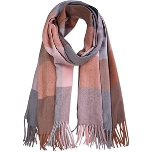 image:imageSOJOS Classic Plaid Tartan Scarf for Women Men Soft Scarves SC316Pink and Blue Plaid