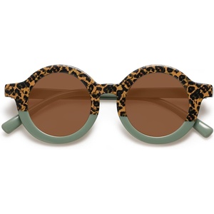 image:imageSOJOS Cute Round Polarized Sunglasses for Kids Girls Boys UV400 Protection De Sol Gafas Beach HolidayLeopard Print Green