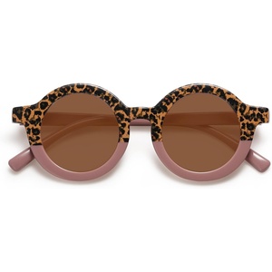 image:imageSOJOS Cute Round Polarized Sunglasses for Kids Girls Boys UV400 Protection De Sol Gafas Beach HolidayLeopard Print Red
