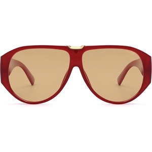 image:imageSOJOS Oversized Aviator Sunglasses Polarized Womens Mens Retro Trendy Vintage Big Square Shield SJ2392 Red Frame Light Brown Lens