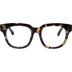 image:imageSOJOS Oversized Square Anti Blue Light Blocking Glasses for Women Thick Computer Eyeglasses Double Metal Studs SJ5053BC8 Green Tortoise Frame