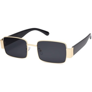 image:imageSOJOS Retro Fashion Rectangle Sunglasses Womens Mens Vintage Trendy Square Shades SJ1162Bight GoldGrey