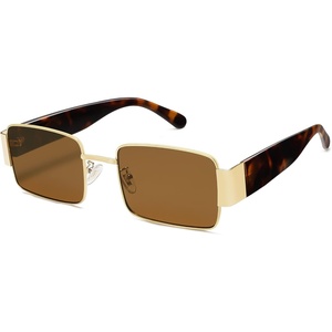 image:imageSOJOS Retro Fashion Rectangle Sunglasses Womens Mens Vintage Trendy Square Shades SJ1162GoldBrown