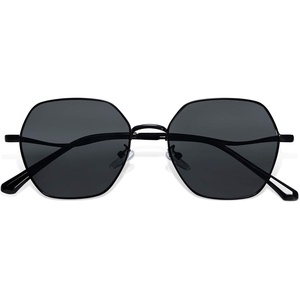 image:imageSOJOS Retro Hexagon Square Polarized Sunglasses for Women Men Vintage Hexagonal Polygon Shades SJ1101BlackGrey