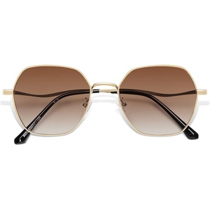 image:imageSOJOS Retro Hexagon Square Polarized Sunglasses for Women Men Vintage Hexagonal Polygon Shades SJ1101GoldBrown Grading