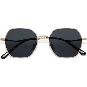 image:imageSOJOS Retro Hexagon Square Polarized Sunglasses for Women Men Vintage Hexagonal Polygon Shades SJ1101GoldGrey