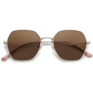 image:imageSOJOS Retro Hexagon Square Polarized Sunglasses for Women Men Vintage Hexagonal Polygon Shades SJ1101SilverBrown