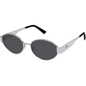 image:imageSOJOS Retro Oval Sunglasses for Women Trendy Classic Shades UV400 Protection SJ1256Shiny SilverGrey Lens