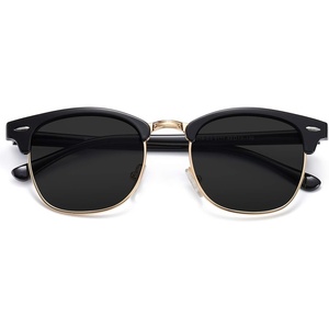 image:imageSOJOS Retro Semi Rimless Polarized Sunglasses Horn Rimmed UV400 Glasses SJ5018 Yellow Tortoise FrameGreen LensBlackGrey