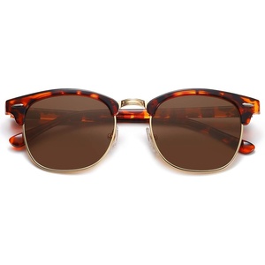 image:imageSOJOS Retro Semi Rimless Polarized Sunglasses Horn Rimmed UV400 Glasses SJ5018 Yellow Tortoise FrameGreen LensTortoise FrameBrown Lens