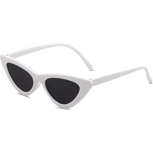 image:imageSOJOS Retro Vintage Narrow Cat Eye Sunglasses for Women Clout Goggles Plastic Frame Cardi SJ2044 with White FrameGrey Lens