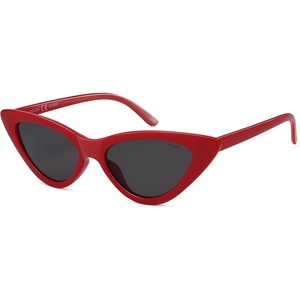 image:imageSOJOS Retro Vintage Narrow Cat Eye Sunglasses for Women Clout Goggles Plastic Frame SJ2044A RedGrey