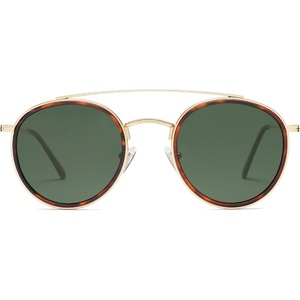 image:imageSOJOS Retro Vintage Round Polarized Sunglasses for Women Men Double Bridge Circle Sunnies SJ1104Brown TortoiseGreen