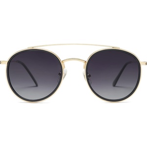 image:imageSOJOS Retro Vintage Round Polarized Sunglasses for Women Men Double Bridge Circle Sunnies SJ1104GoldGrey