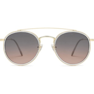 image:imageSOJOS Retro Vintage Round Polarized Sunglasses for Women Men Double Bridge Circle Sunnies SJ1104GreyGrey