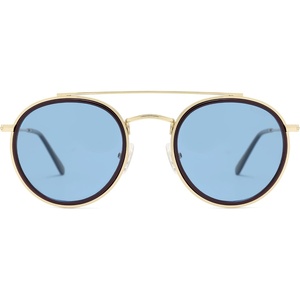 image:imageSOJOS Retro Vintage Round Polarized Sunglasses for Women Men Double Bridge Circle Sunnies SJ1104Shiny GoldBlue