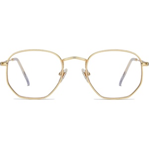 image:imageSOJOS Small Blue Light Blocking Glasses Hexagonal Eyeglasses Frame Anti Blue Ray Glasses One and Only SJ50360c1 Gold Frame