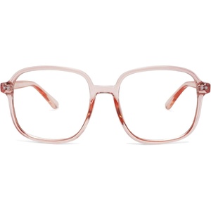 image:imageSOJOS Square Blue Light Blocking Glasses Oversized for Women TR90 Frame Filter SJ5081C4 Crystal Pink Frame