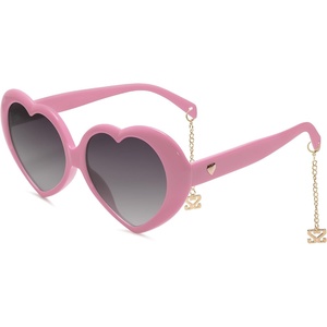 image:imageSOJOS Sunglasses Womens Heart Shaped Sunglasses Vintage Retro Glasses with Chain SJ2252 Light Pink FrameGrey Lens
