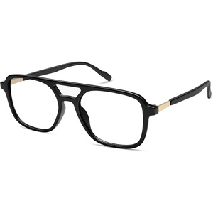 image:imageSOJOS Trendy Aviator Blue Light Blocking Glasses for Women Men Retro Rectangle Computer Frame Eyewear SJ5435Black
