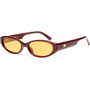 image:imageSOJOS Trendy Cat Eye Polarized Sunglasses for Women Fashion Cateye Chic Narrow Y2K Sun Glasses SJ2694BurgundyLight Yellow