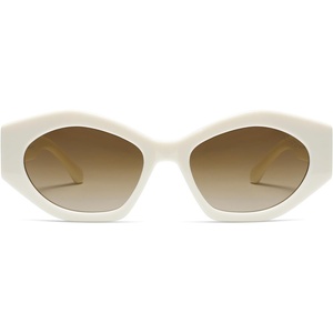 image:imageSOJOS Trendy Hexagonal Polarized Sunglasses for Womens MensRetro Polygon Shades Plastic Frame Sun Glasses SJ2307Beige