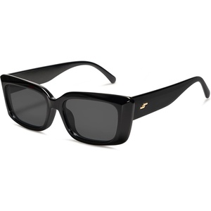 image:imageSOJOS Trendy Rectangular Sunglasses Womens Retro Small Shades Sunnies Gafas de sole Chunky Angular Cornor Frame SJ2238Black