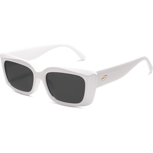 image:imageSOJOS Trendy Rectangular Sunglasses Womens Retro Small Shades Sunnies Gafas de sole Chunky Angular Cornor Frame SJ2238White