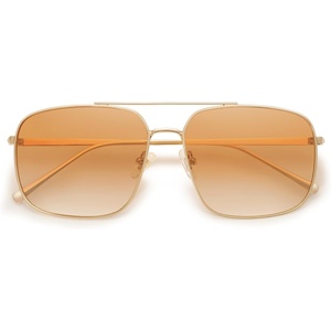 image:imageSOJOS Trendy Square Aviator Sunglasses for Women Men Gold Frame Light Tint Gradient Shades SJ1176GoldGradient Orange