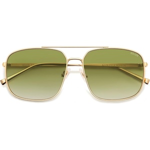 image:imageSOJOS Trendy Square Aviator Sunglasses for Women Men Gold Frame Light Tint Gradient Shades SJ1176GoldGreen Tea