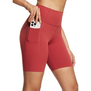 image:imagebaleaf Freeleaf Womens 8 High Waist Biker Shorts with Pockets Yoga Running Volleyball Workout Gym Shorts for Summer SpandexLava Falls